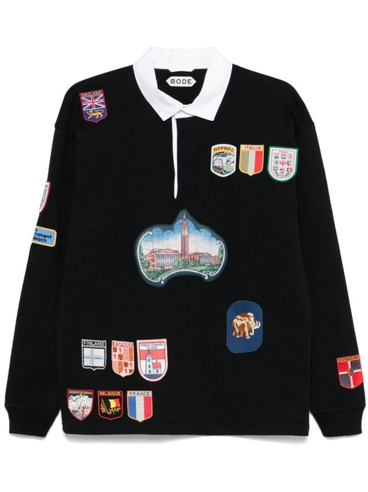 Black Multi-patch Polo Shirt