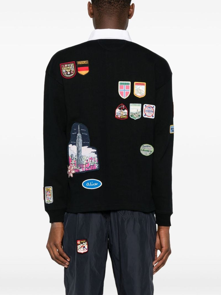 Black Multi-patch Polo Shirt