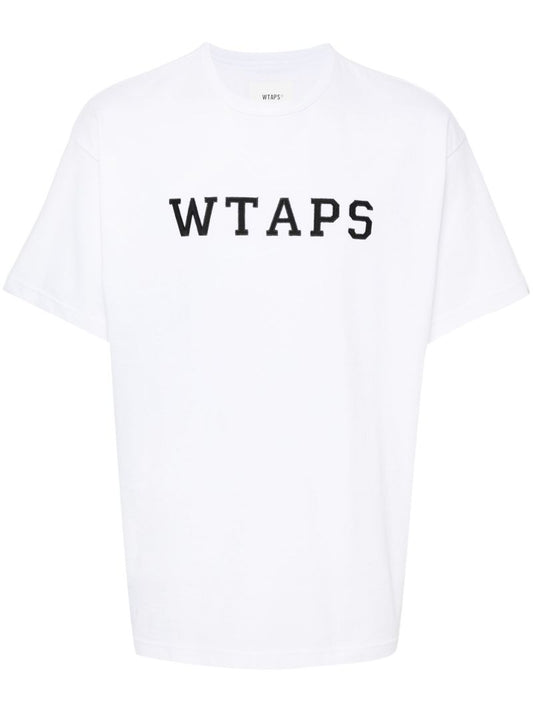 White Logo Print Cotton T-shirt
