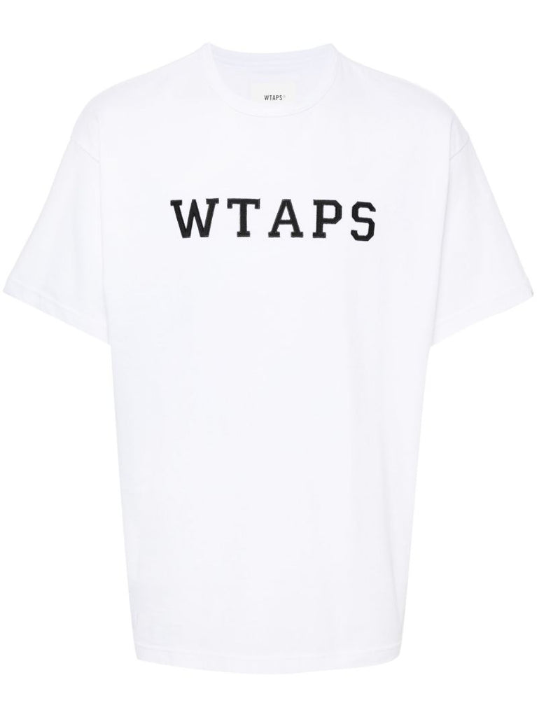 White Logo Print Cotton T-shirt