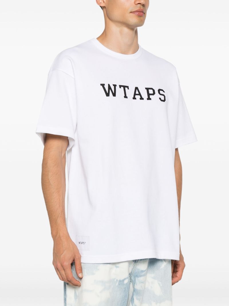 White Logo Print Cotton T-shirt