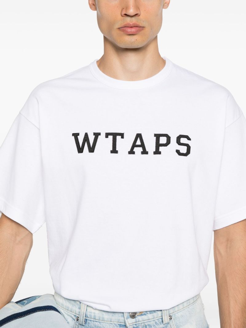 White Logo Print Cotton T-shirt
