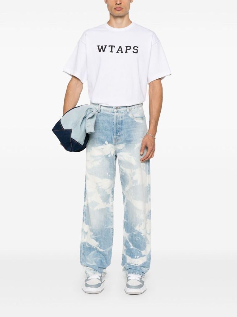 White Logo Print Cotton T-shirt