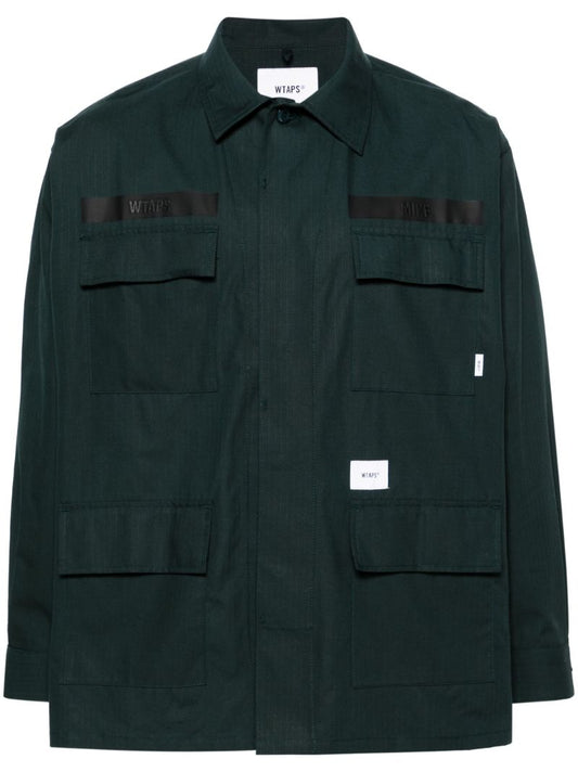 Green Cargo Pocket Cotton Shirt