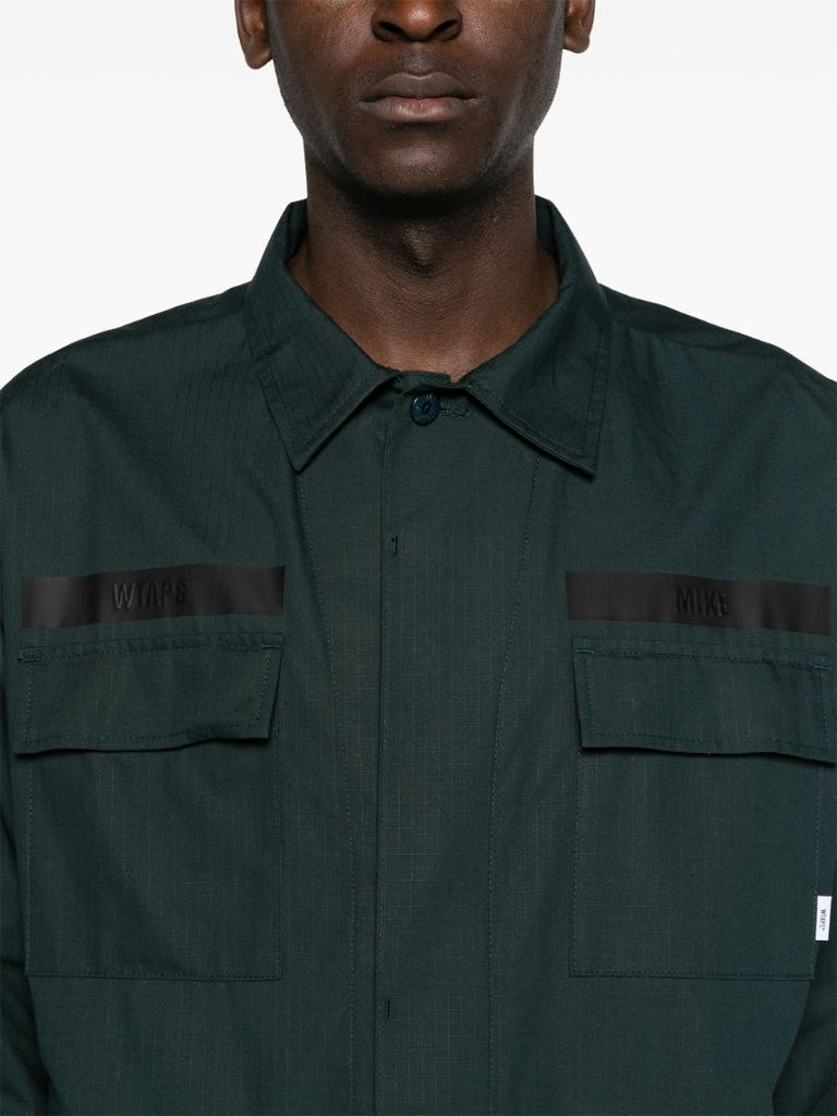 Green Cargo Pocket Cotton Shirt