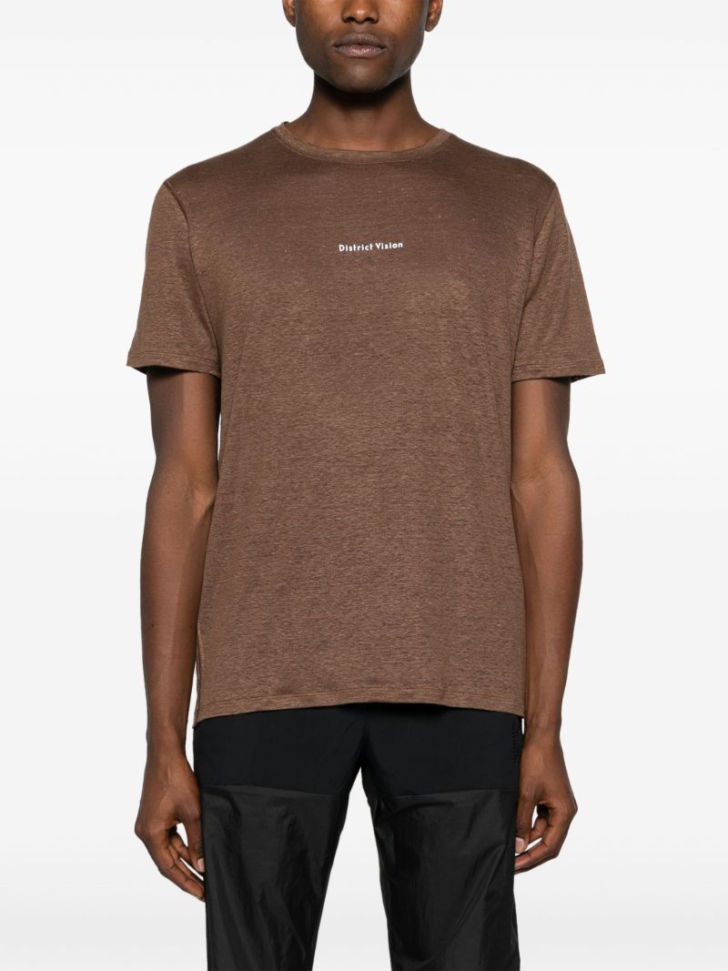 Brown Logo-print Hemp T-shirt
