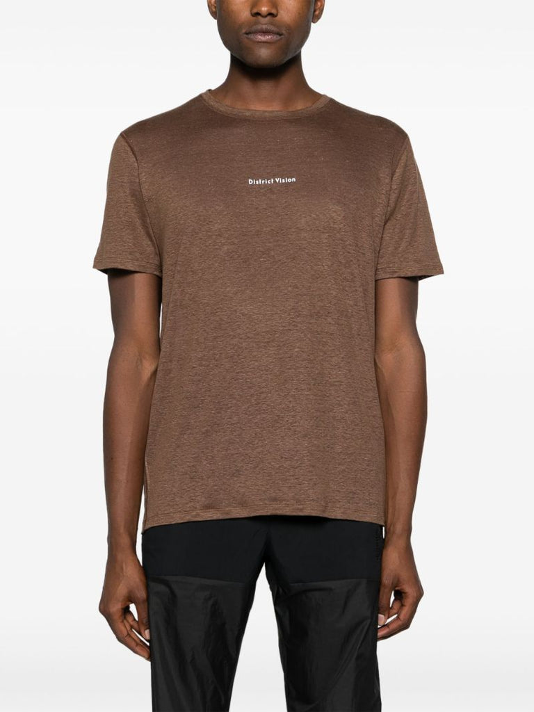 Brown Logo-print Hemp T-shirt