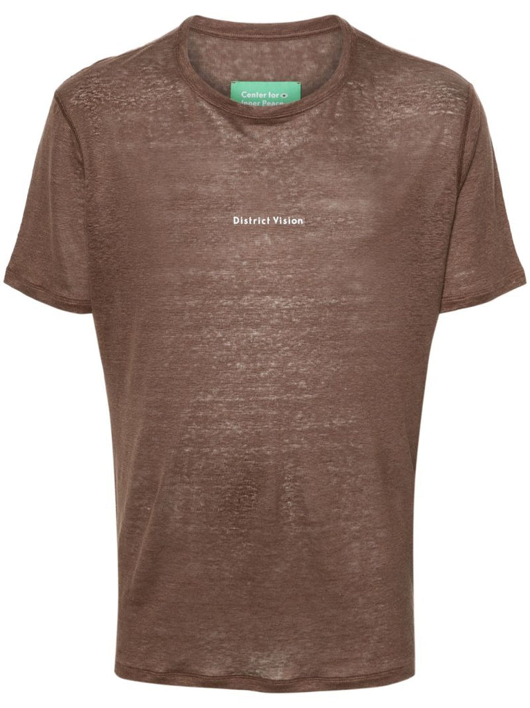 Brown Logo-print Hemp T-shirt