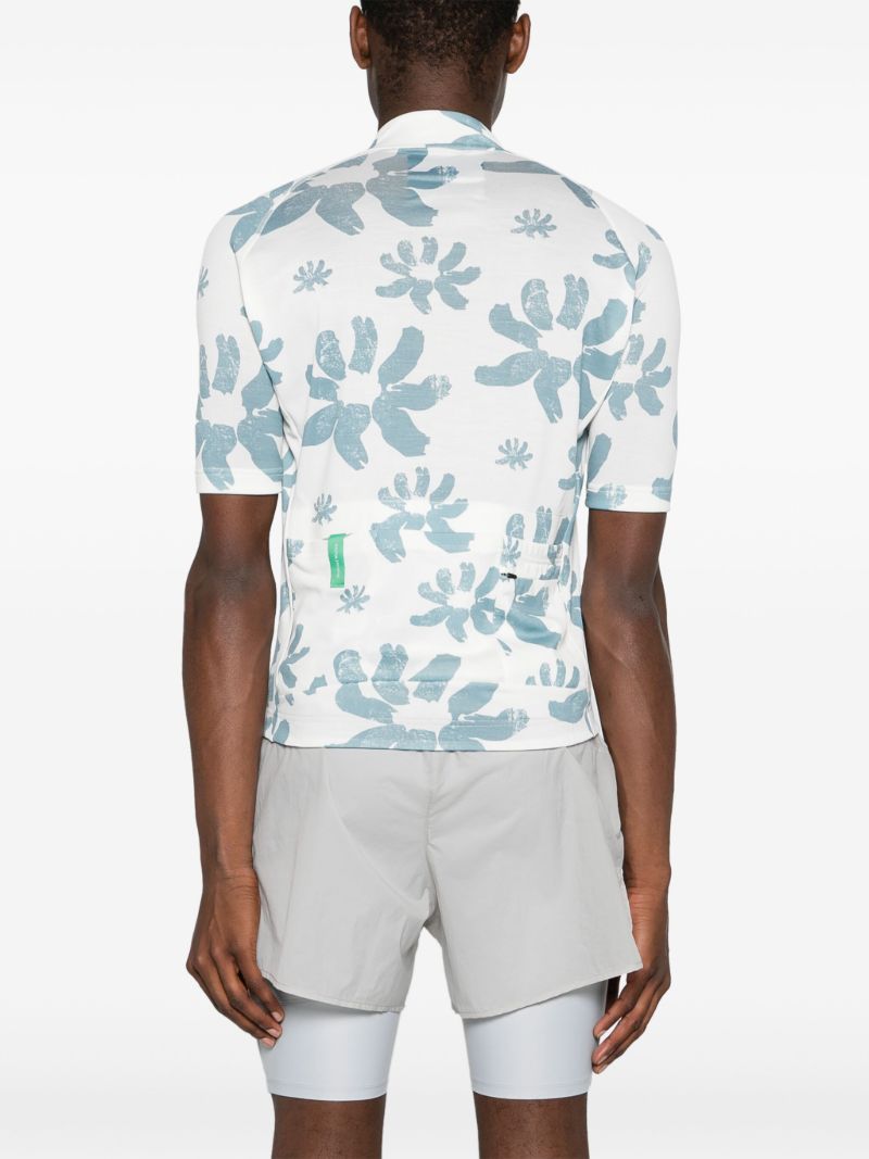White Floral-print Cycling Top