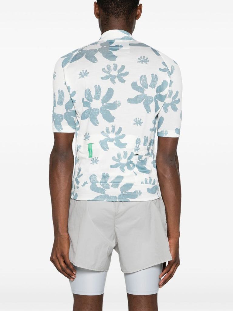 White Floral-print Cycling Top