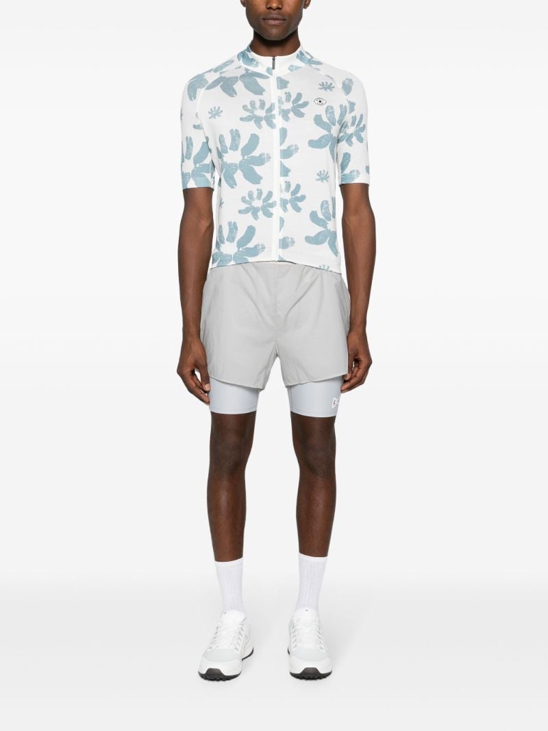 White Floral-print Cycling Top