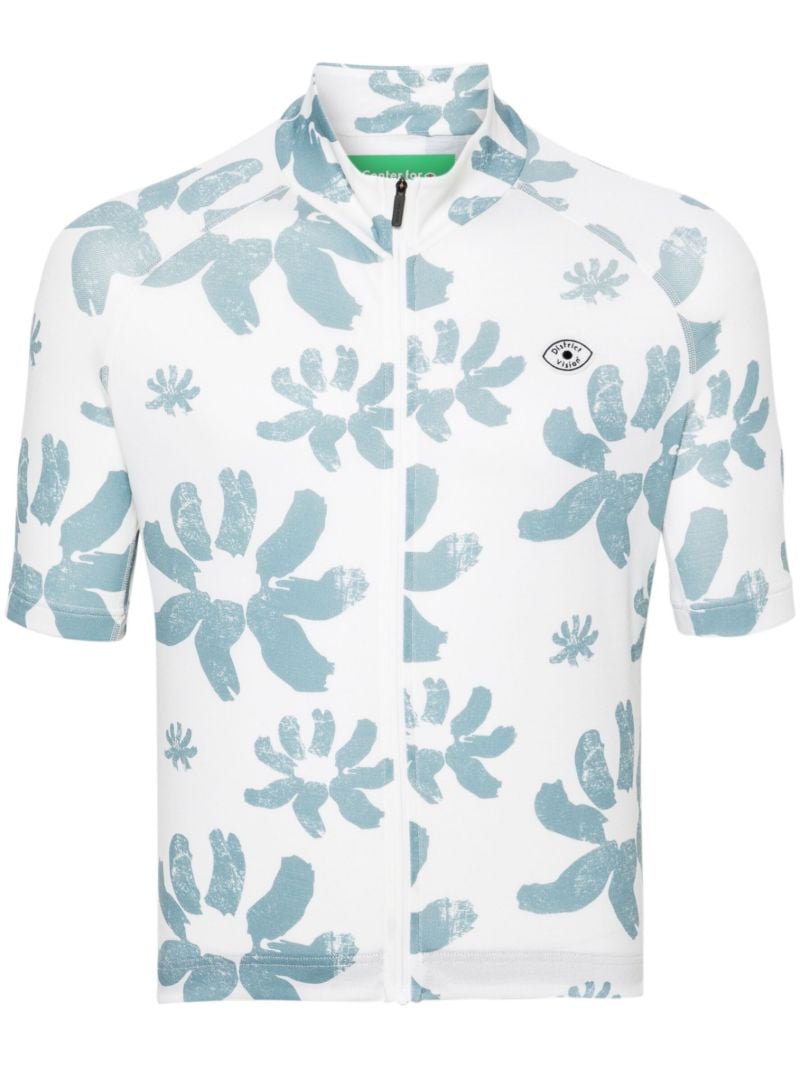 White Floral-print Cycling Top