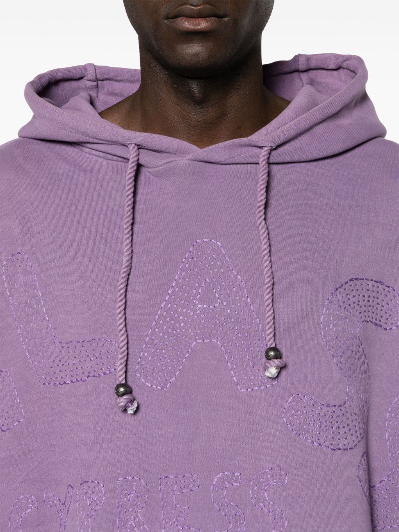 Purple Logo-embroidered Hoodie