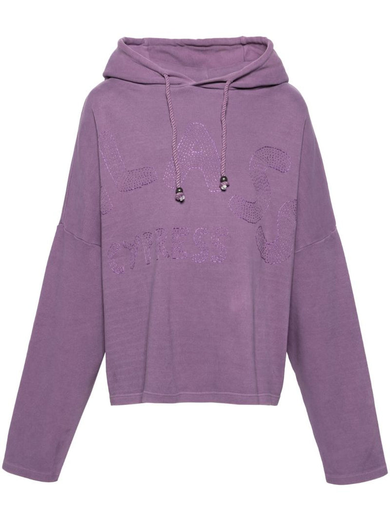 Purple Logo-embroidered Hoodie