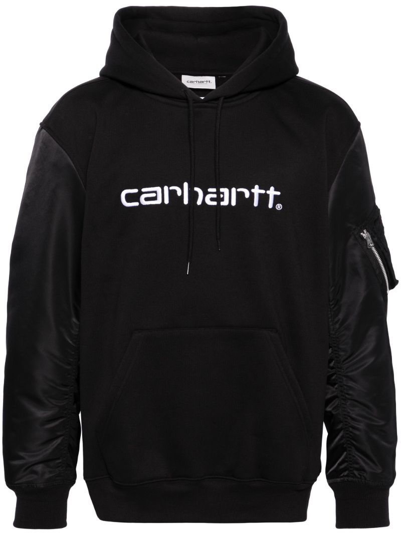 X Carhartt Wip Black Logo Embroidered Hoodie