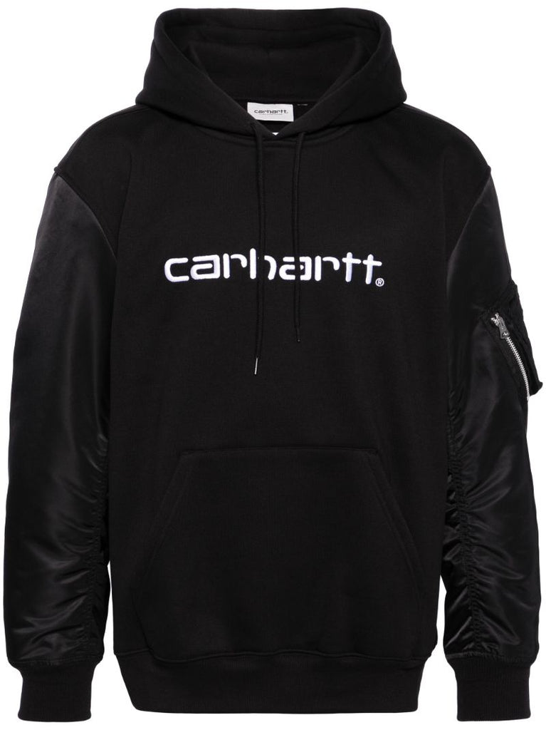 X Carhartt Wip Black Logo Embroidered Hoodie