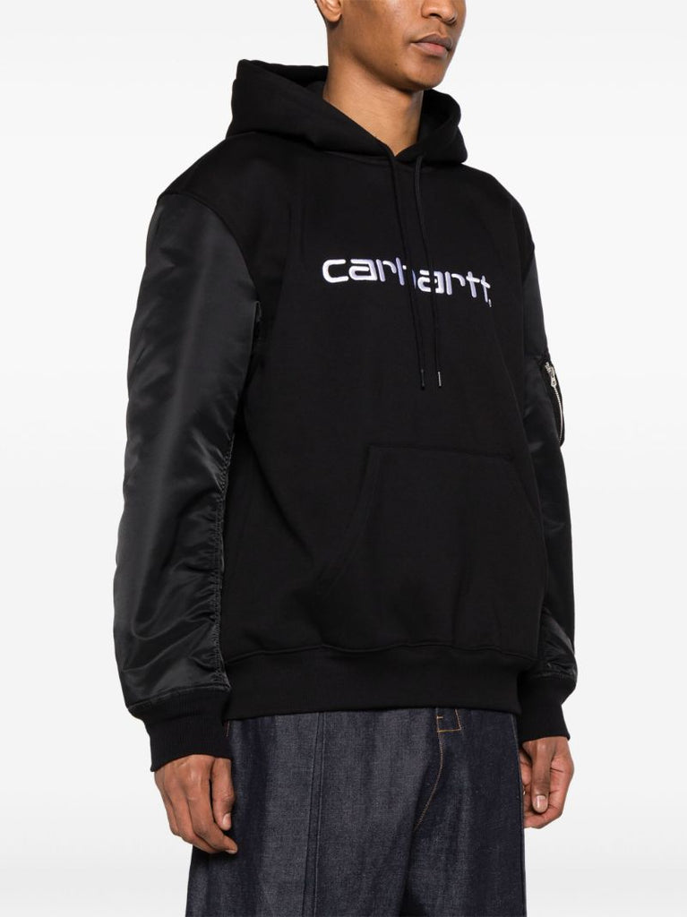 X Carhartt Wip Black Logo Embroidered Hoodie