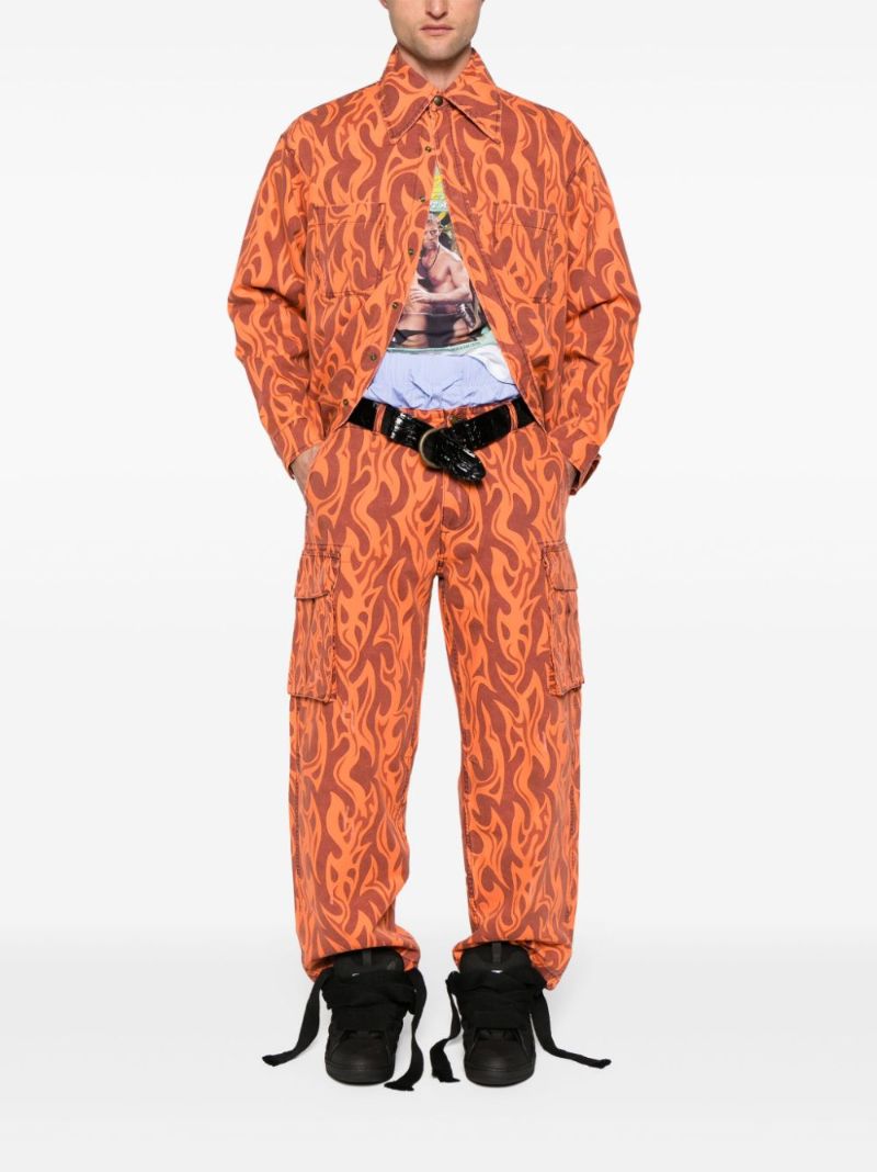 Orange Fire-print Shirt Jacket