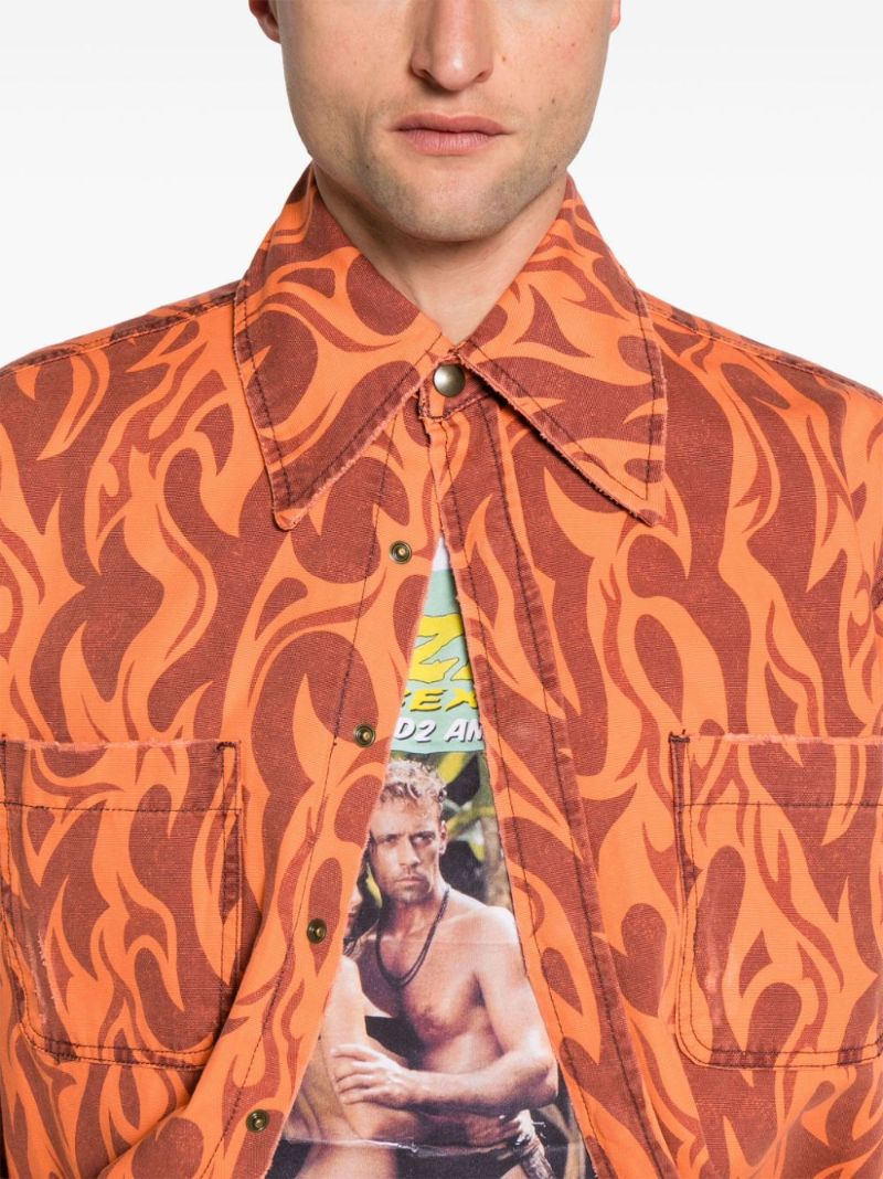 Orange Fire-print Shirt Jacket