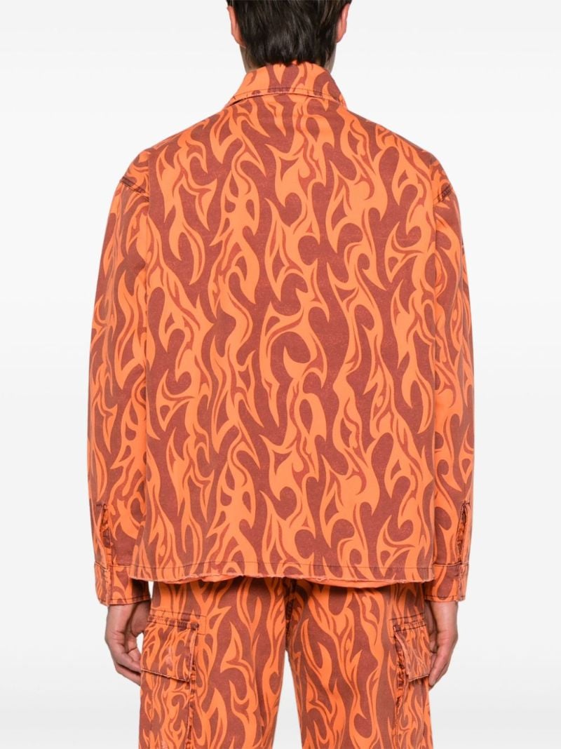 Orange Fire-print Shirt Jacket