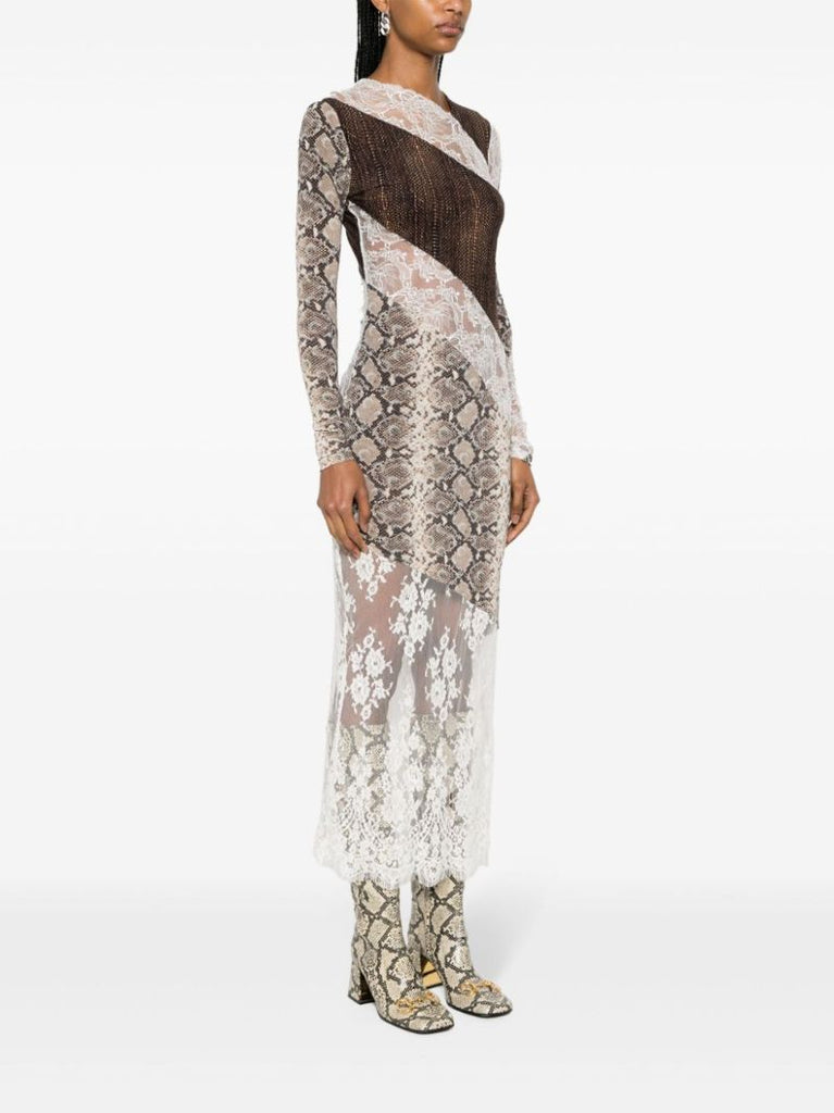 Brown Regenerated Twisted Patchwork Dress