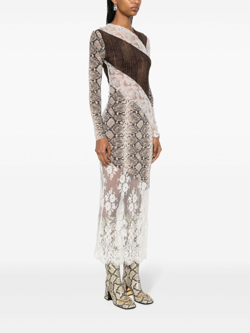 Brown Regenerated Twisted Patchwork Dress