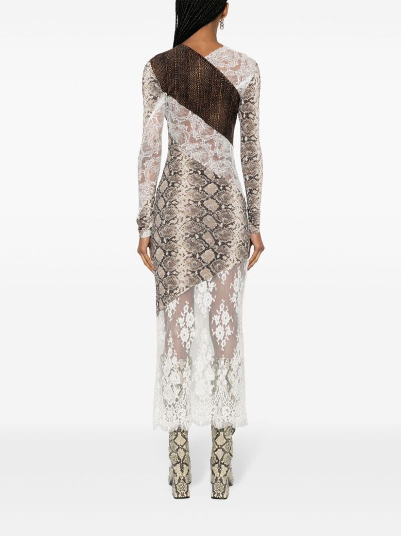 Brown Regenerated Twisted Patchwork Dress