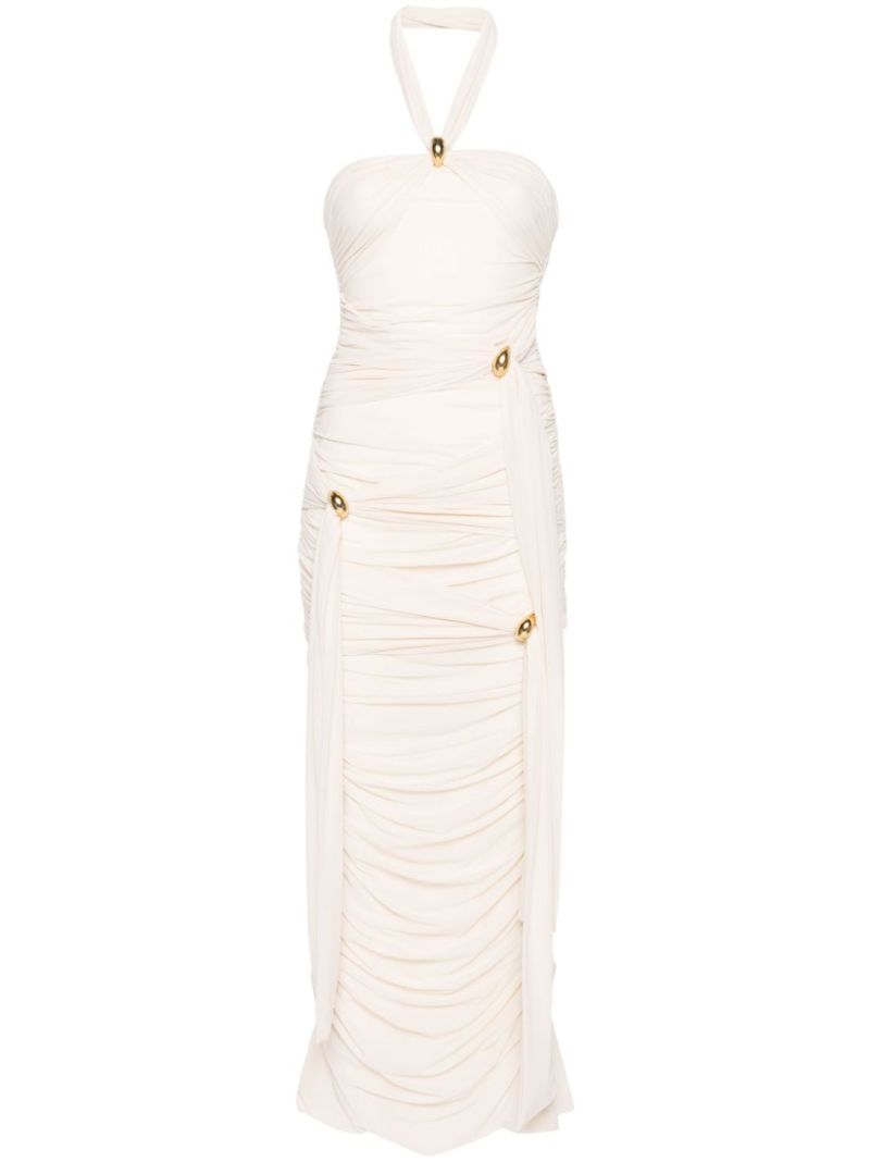 Neutral Draped Maxi Dress