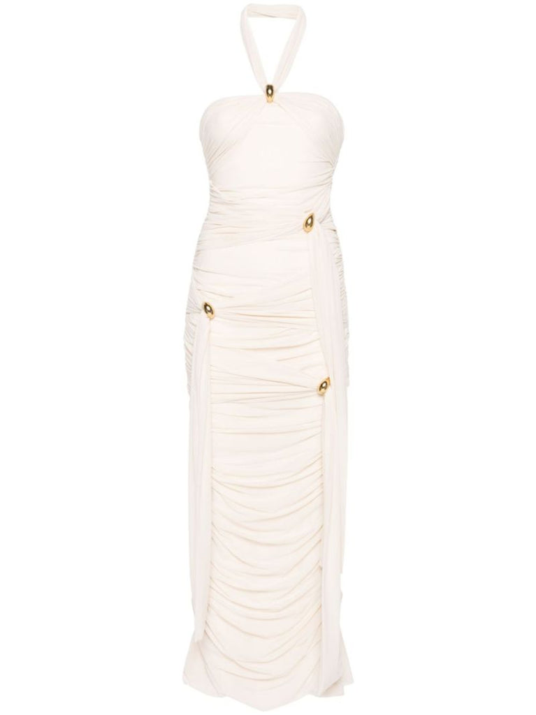 Neutral Draped Maxi Dress