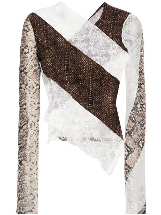 Brown Regenerated Twisted Patchwork Top