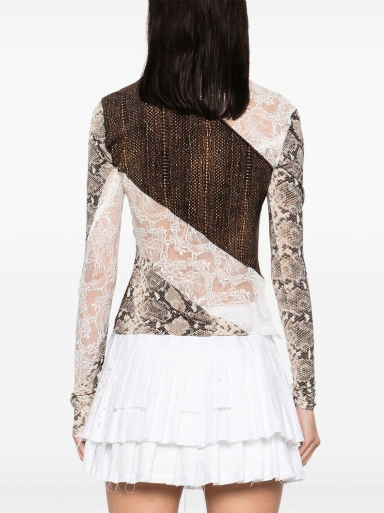 Brown Regenerated Twisted Patchwork Top