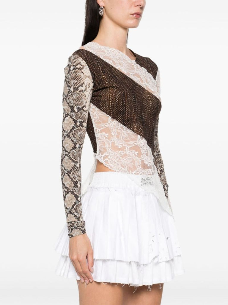 Brown Regenerated Twisted Patchwork Top
