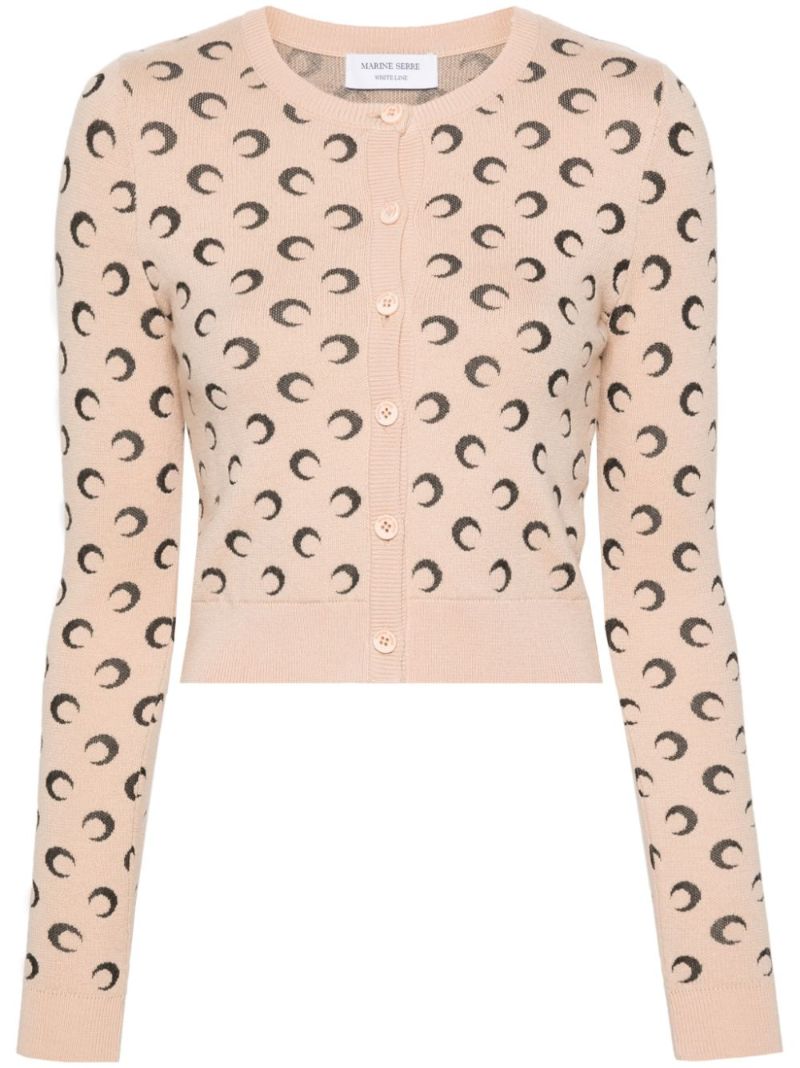 Neutral Crescent Moon Wool Cardigan