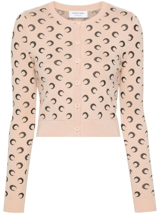 Neutral Crescent Moon Wool Cardigan