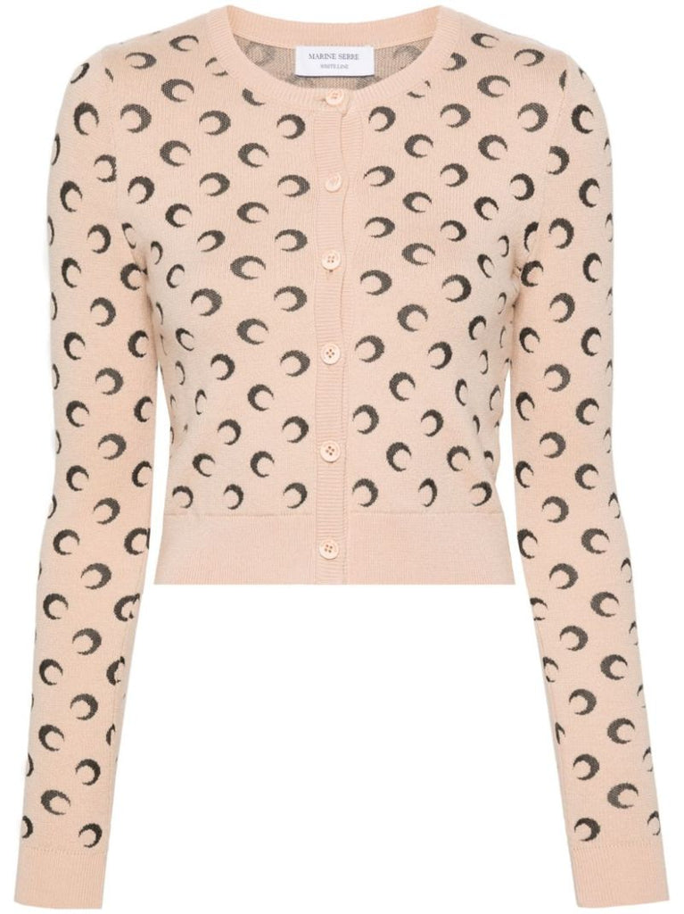 Neutral Crescent Moon Wool Cardigan