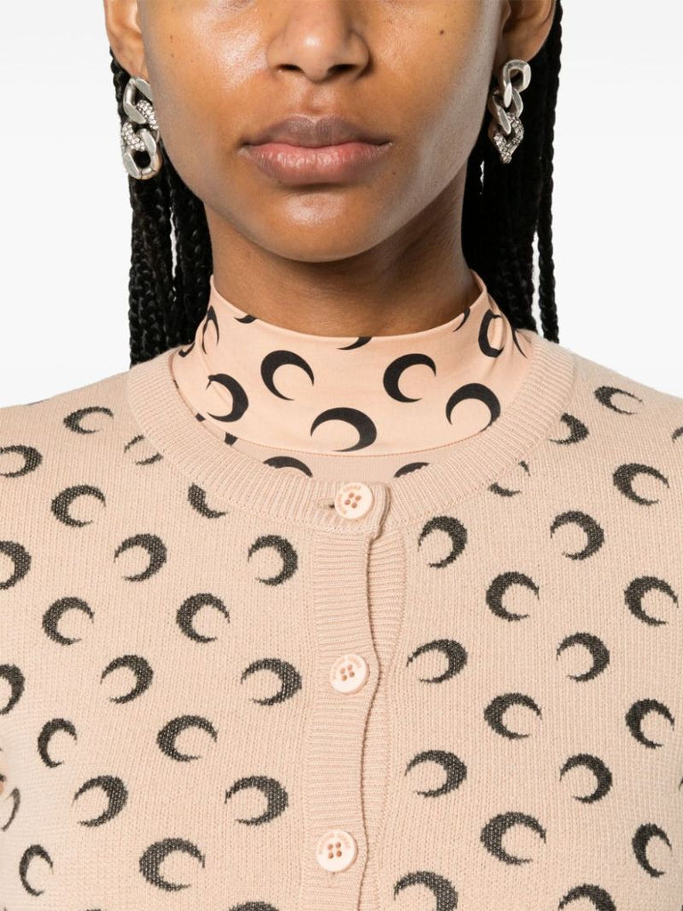 Neutral Crescent Moon Wool Cardigan