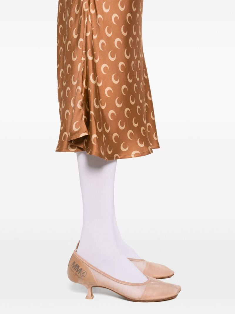 Brown Flou Moon-print Satin Skirt