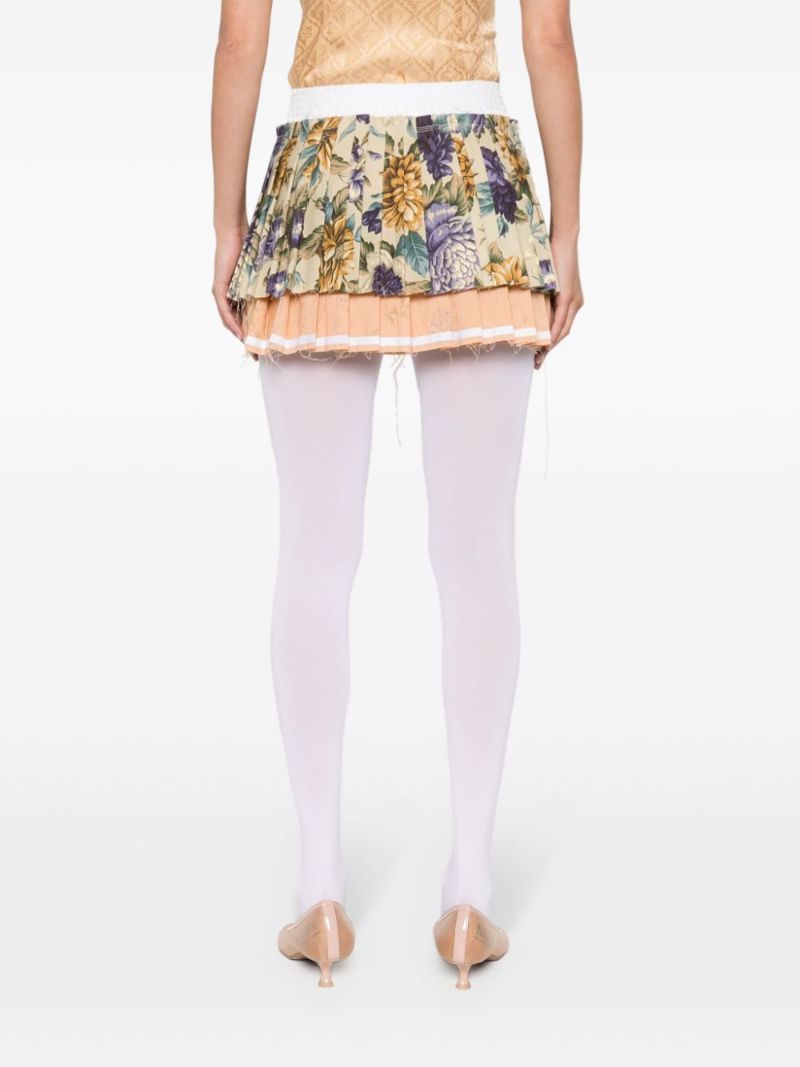 Multicolour Upcycling Floral-print Pleated Mini Skirt