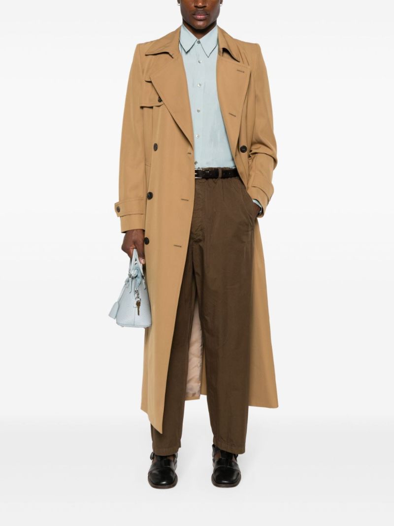 Brown Elasticated-waist Straight-leg Trousers