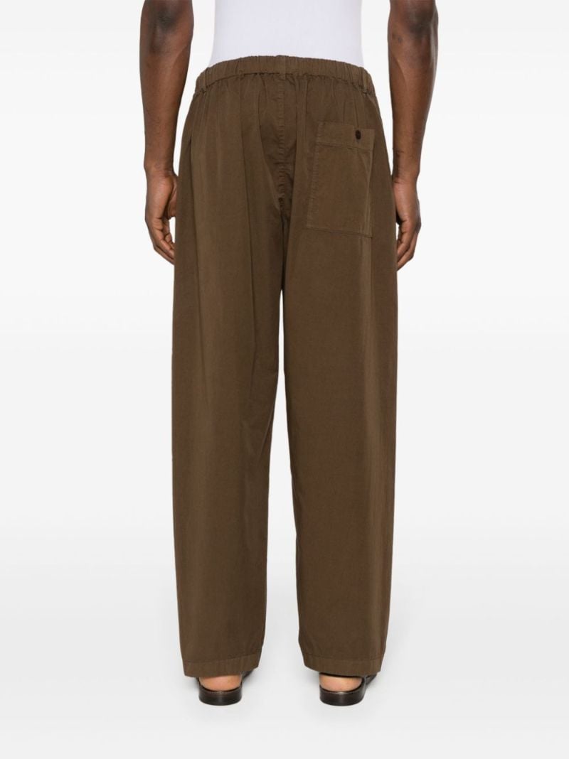 Brown Elasticated-waist Straight-leg Trousers