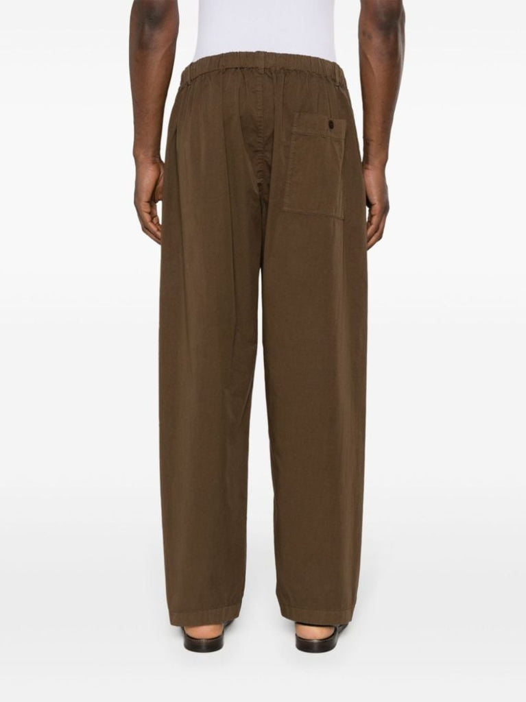 Brown Elasticated-waist Straight-leg Trousers