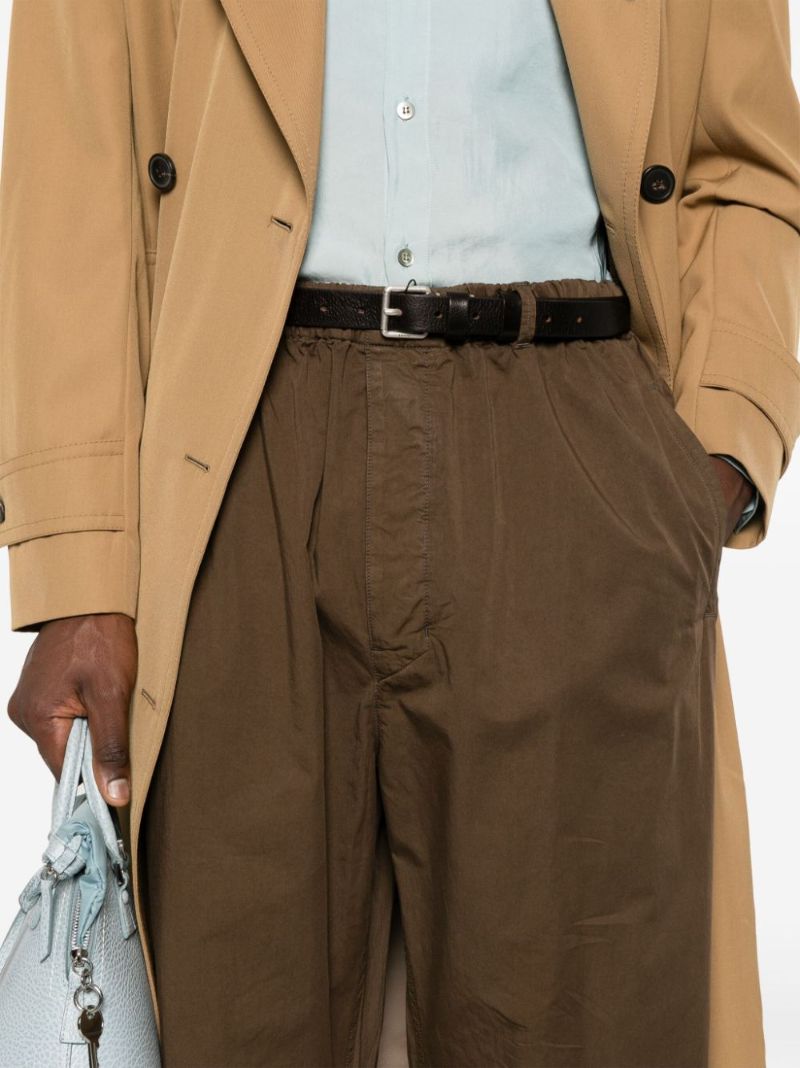 Brown Elasticated-waist Straight-leg Trousers