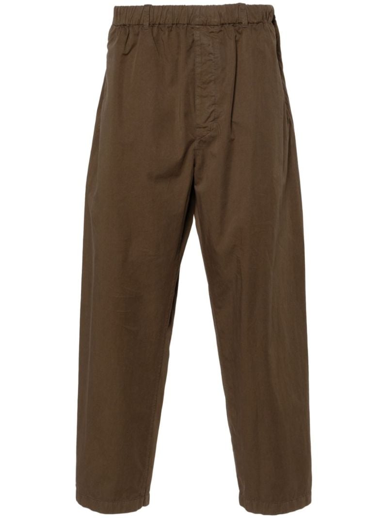 Brown Elasticated-waist Straight-leg Trousers