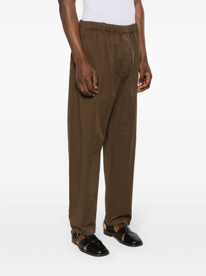 Brown Elasticated-waist Straight-leg Trousers