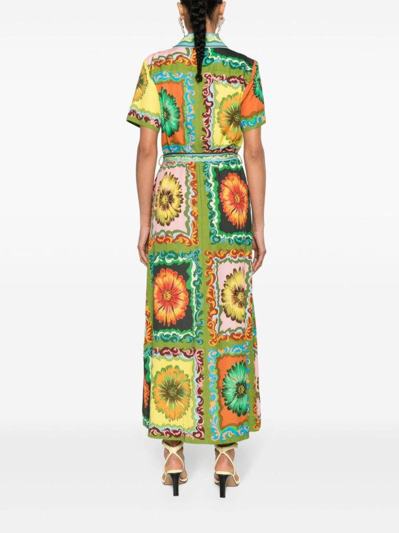 Green Disco Daisy Shirt Dress