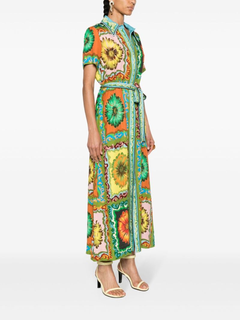 Green Disco Daisy Shirt Dress