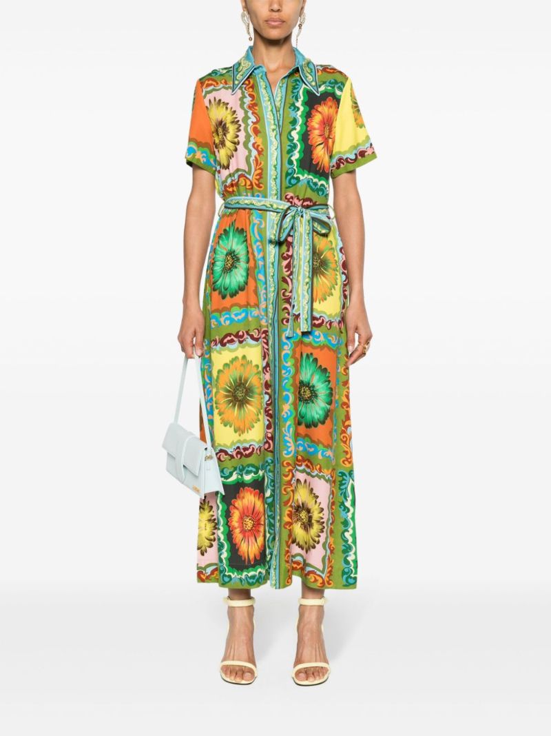 Green Disco Daisy Shirt Dress