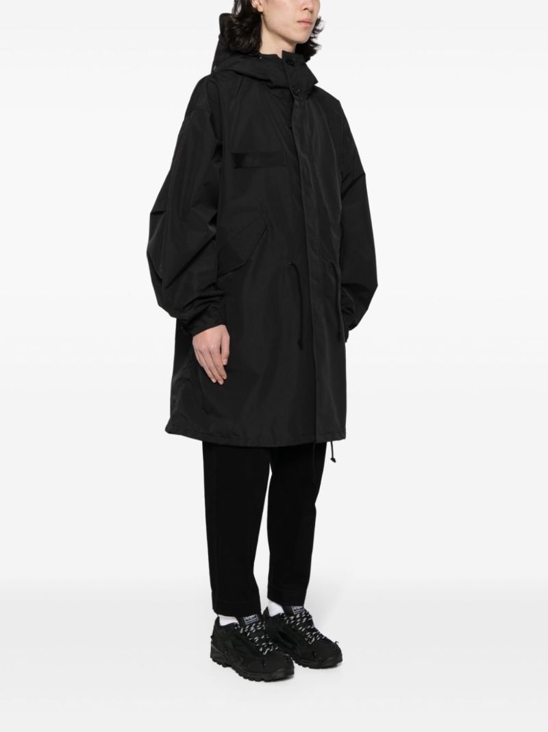 Black Drop-shoulder Hooded Parka
