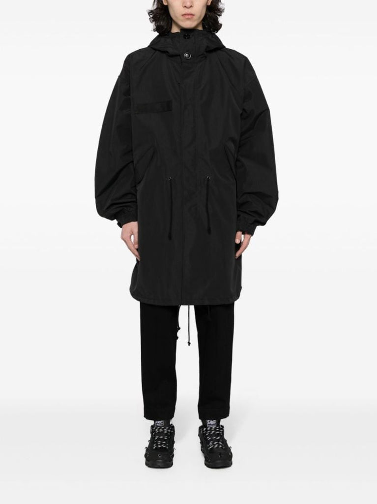 Black Drop-shoulder Hooded Parka