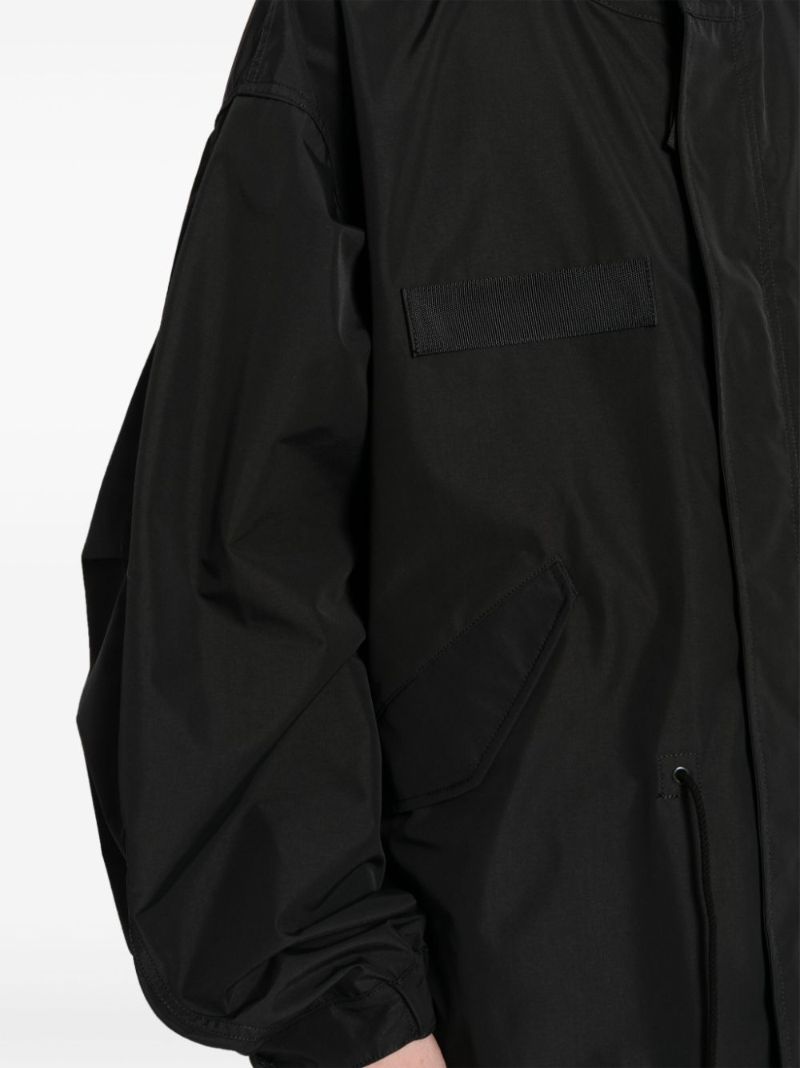 Black Drop-shoulder Hooded Parka